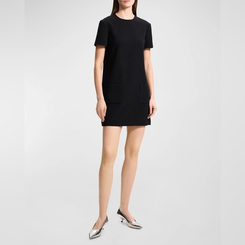 Theory Women’s Admiral Stripe Short-Sleeve Pocketed Mini Shift Dress